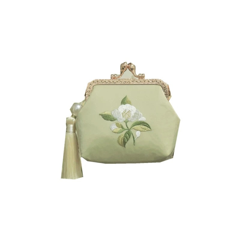 Green camellia mini bag