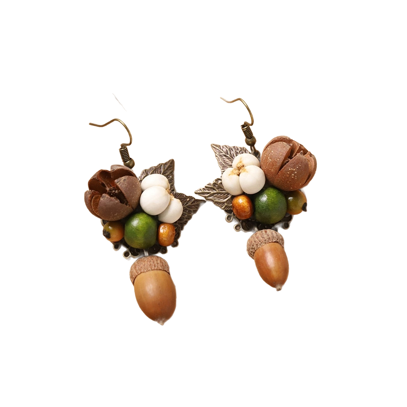 Retro natural plant earrings