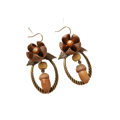 Retro natural plant earrings