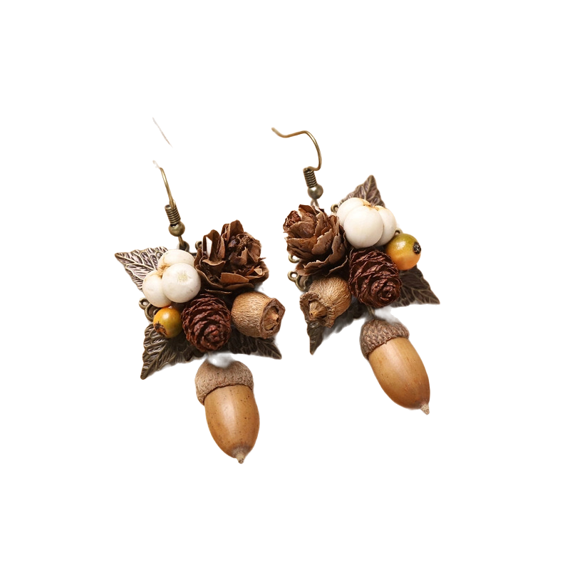 Retro natural plant earrings