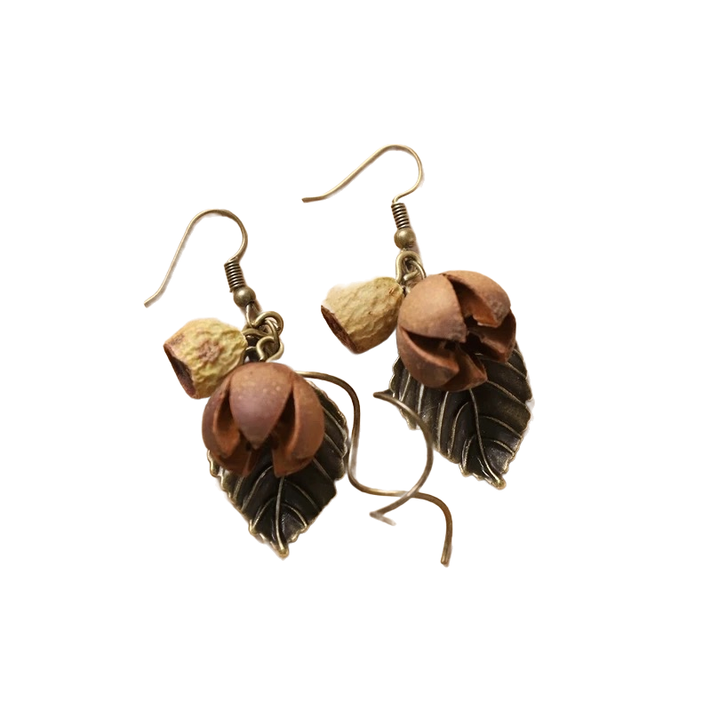 Retro natural plant earrings