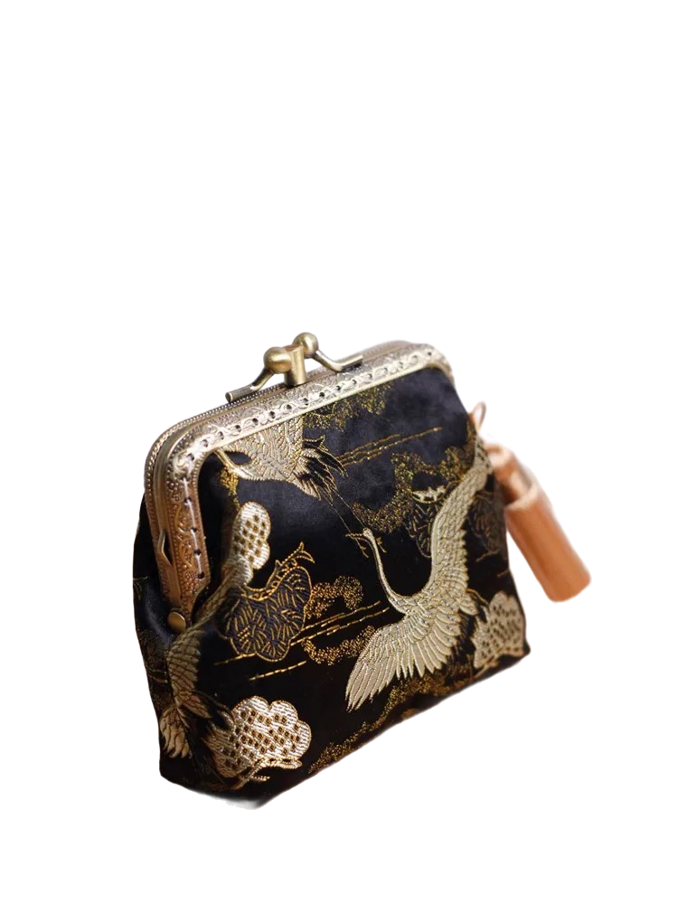 Golden crane card holder