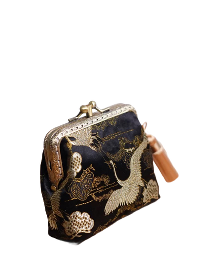 Golden crane card holder