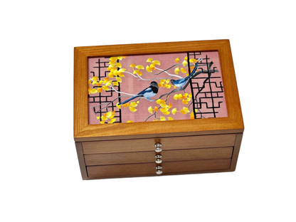 Embroidered three-layer jewelry box